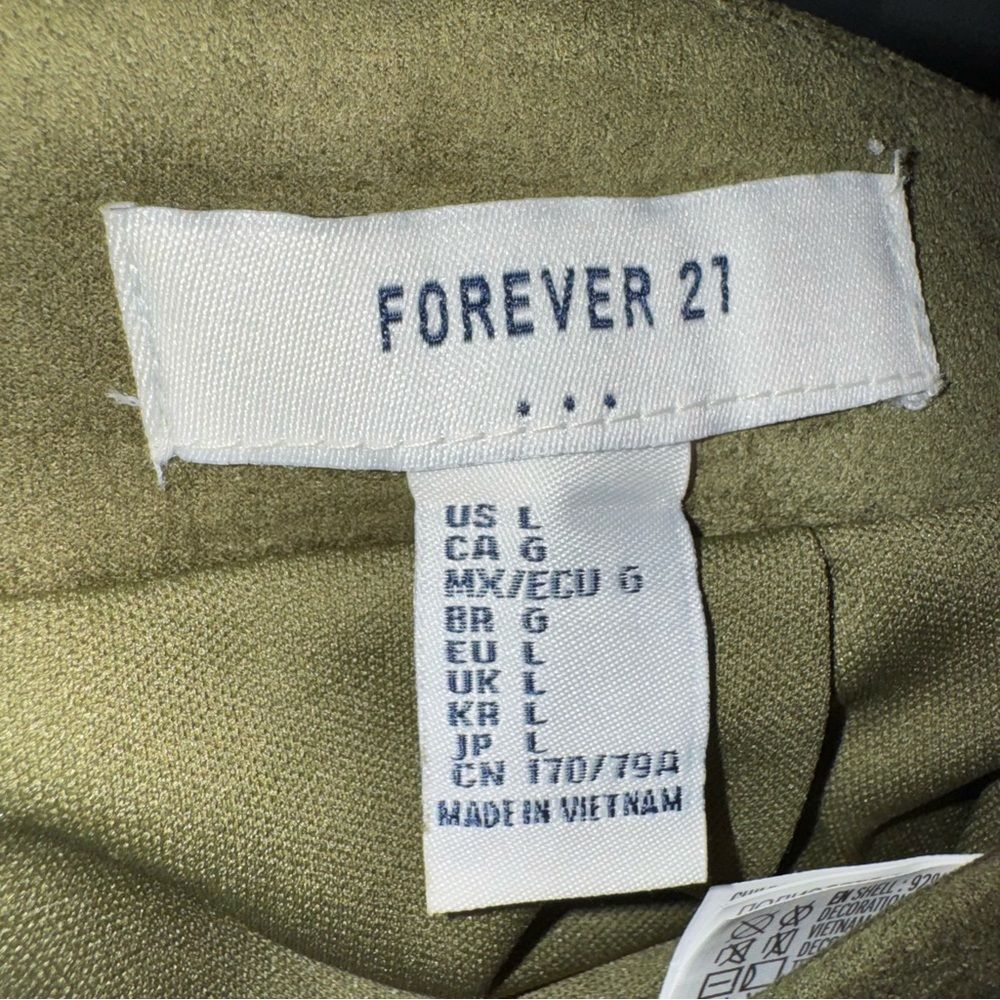 NWT BUNDLE Forever 21 Suede Mini Skirt Caramel Brown & Olive Green Boho size L - Picture 4 of 11